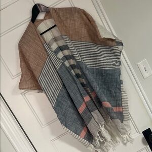 Striped Multicolor Beach Coverup with Fringe